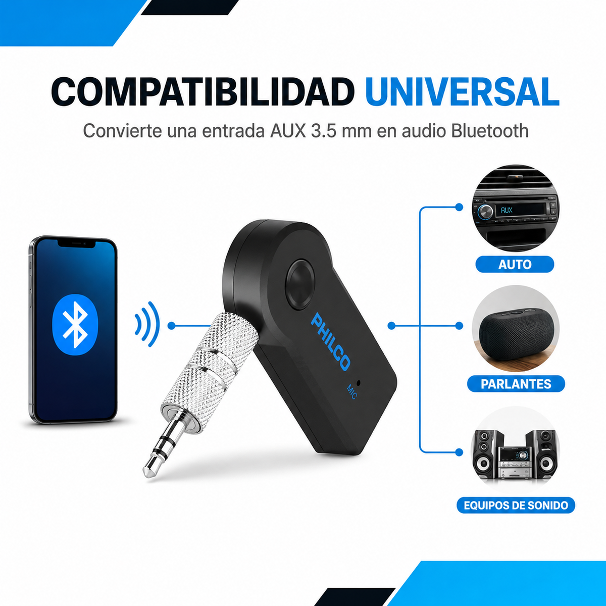 Transmisor de Música vía Bluetooth con Manos Libre BT100