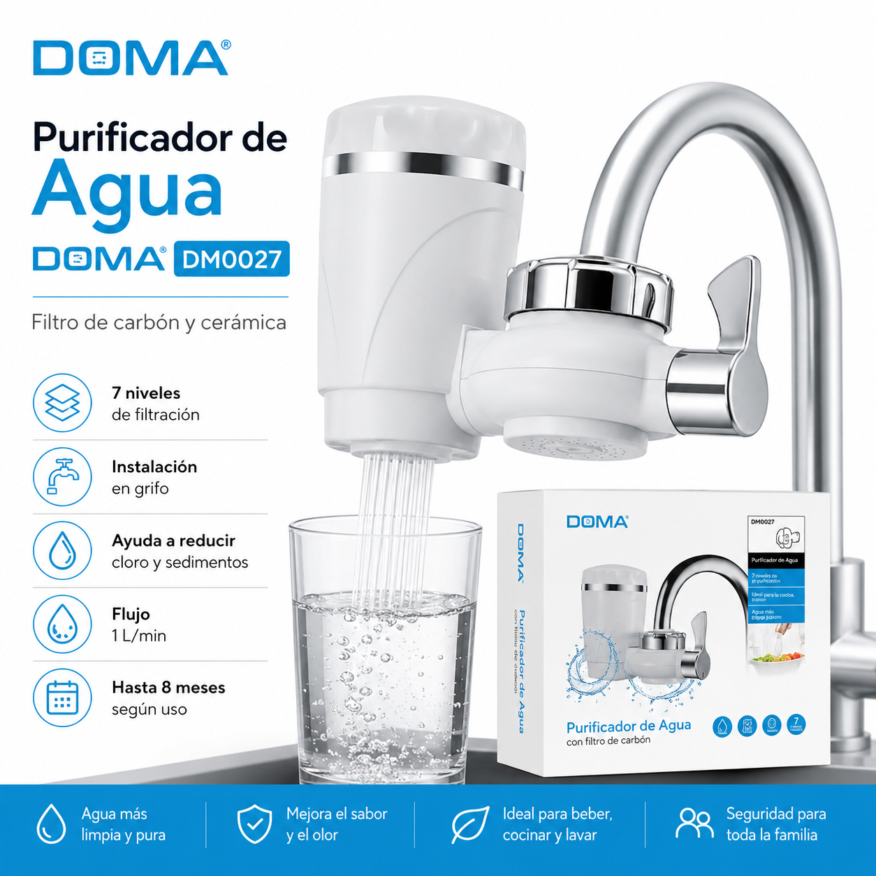 Kit Purificador de Agua con Filtro de Carbon y Ceramica Doma DM0027