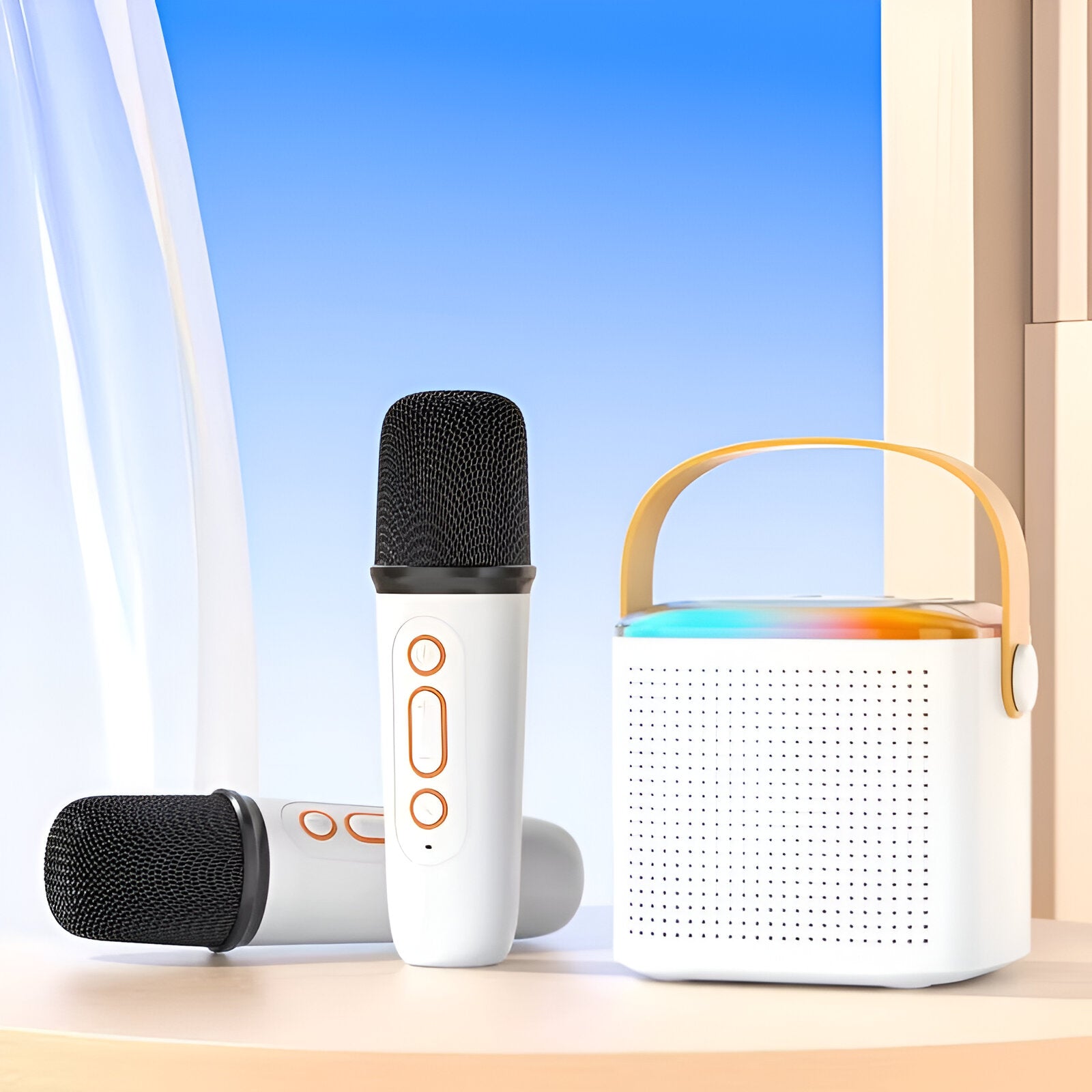 Karaoke RGB para niños con Micrófonos Inalámbricos y Efectos