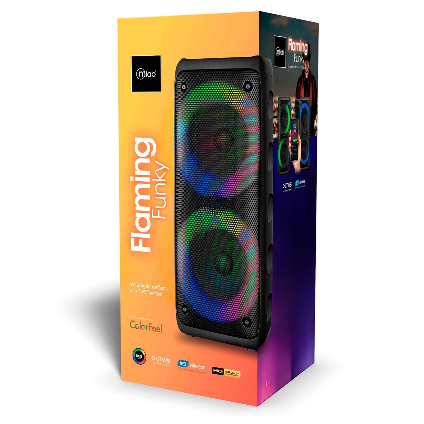 Parlante Portatil Bluetooth 5 TWS RGB Funky Flaming 20 RMS