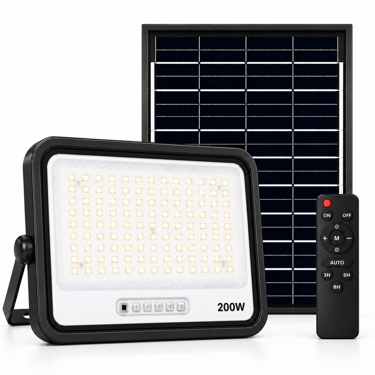 Proyector LED 200W con Panel Solar Independiente + Cable 5MT