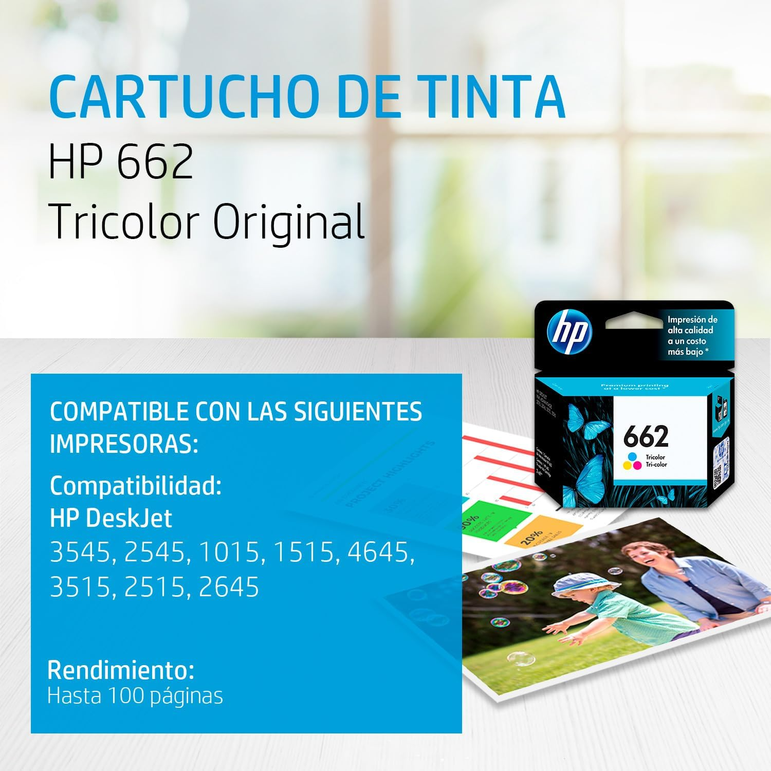 Tinta HP 662 Tricolor Cartridge Original CZ104AL 2ML Color