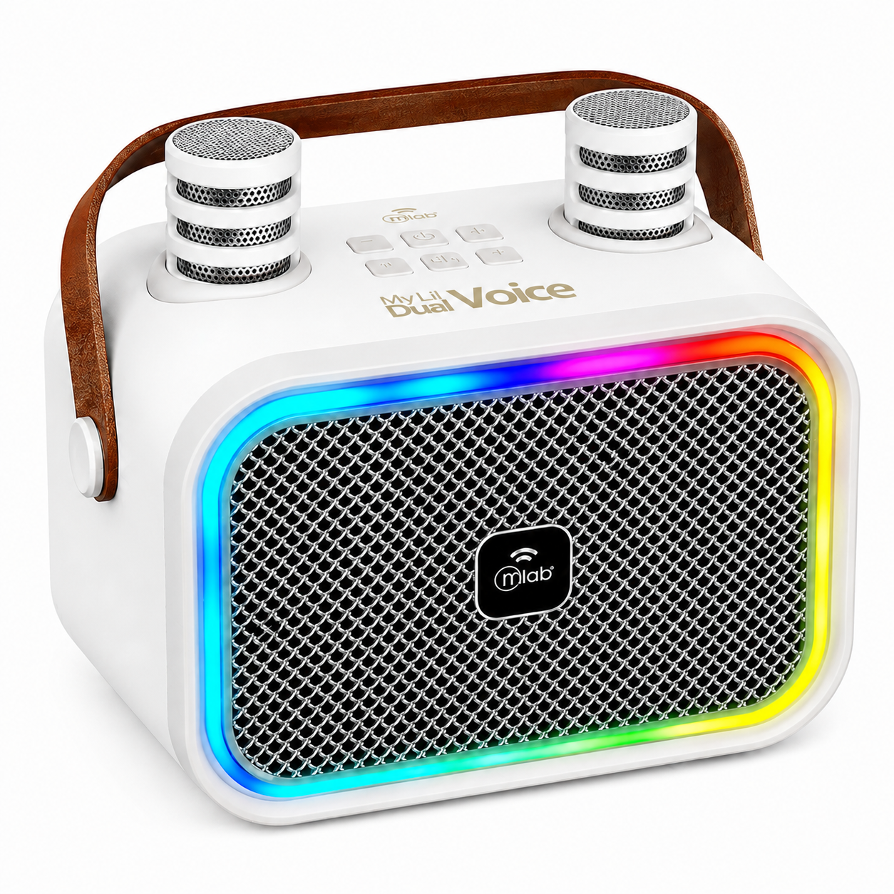 Parlante Karaoke de Niños + 2 Micrófonos Inalámbricos Blanco My Lil Dual Voice RGB