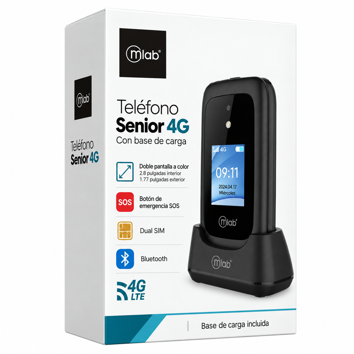 Teléfono Senior Adulto Mayor 4G Almeja con Base de Carga BK