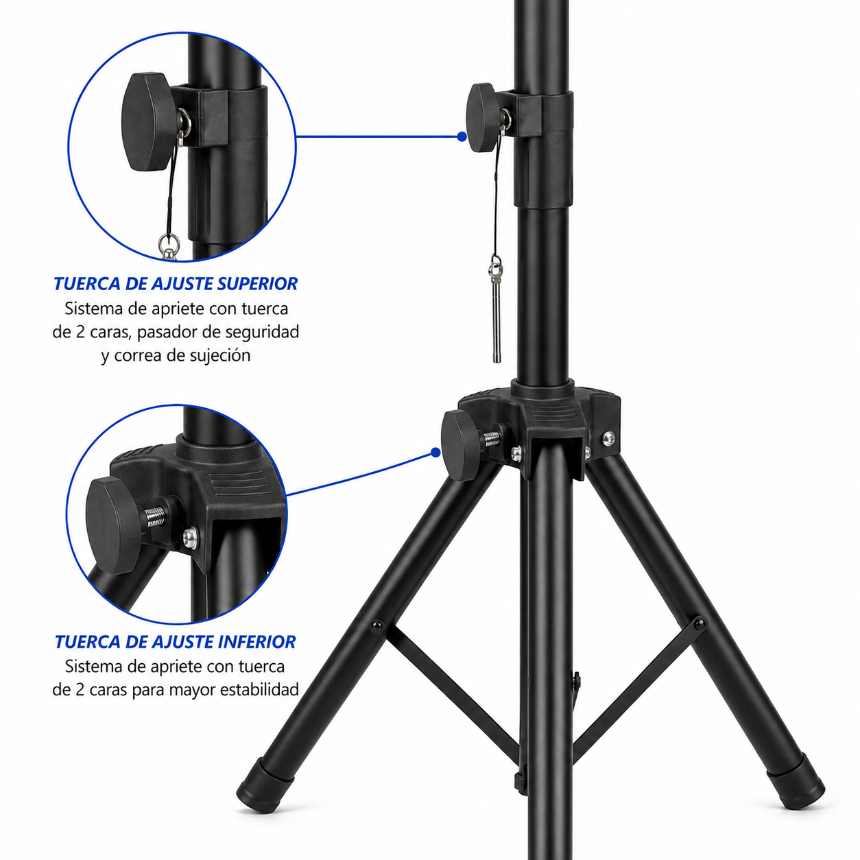 Tripode Profesional para Parlantes de Acero Reforzado Multiusos Black Edition