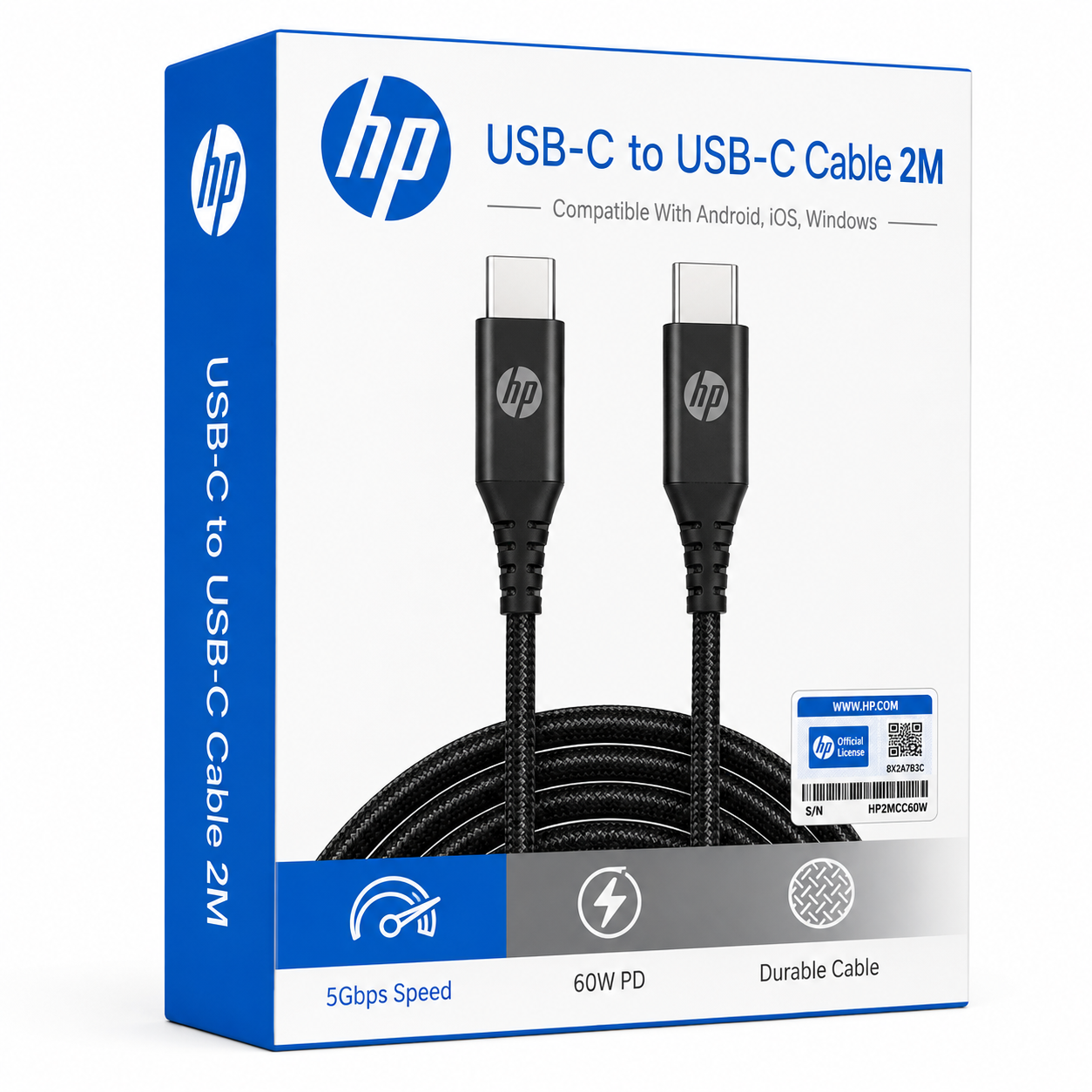 Cable HP USB-C a USB-C Power Delivery 60W HP 2 Metros