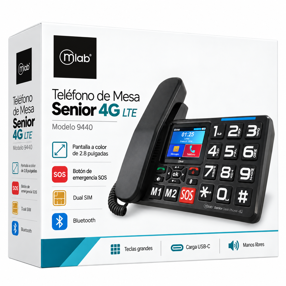 Teléfono Senior de Mesa 4G LTE con Pantalla y Botón S O S