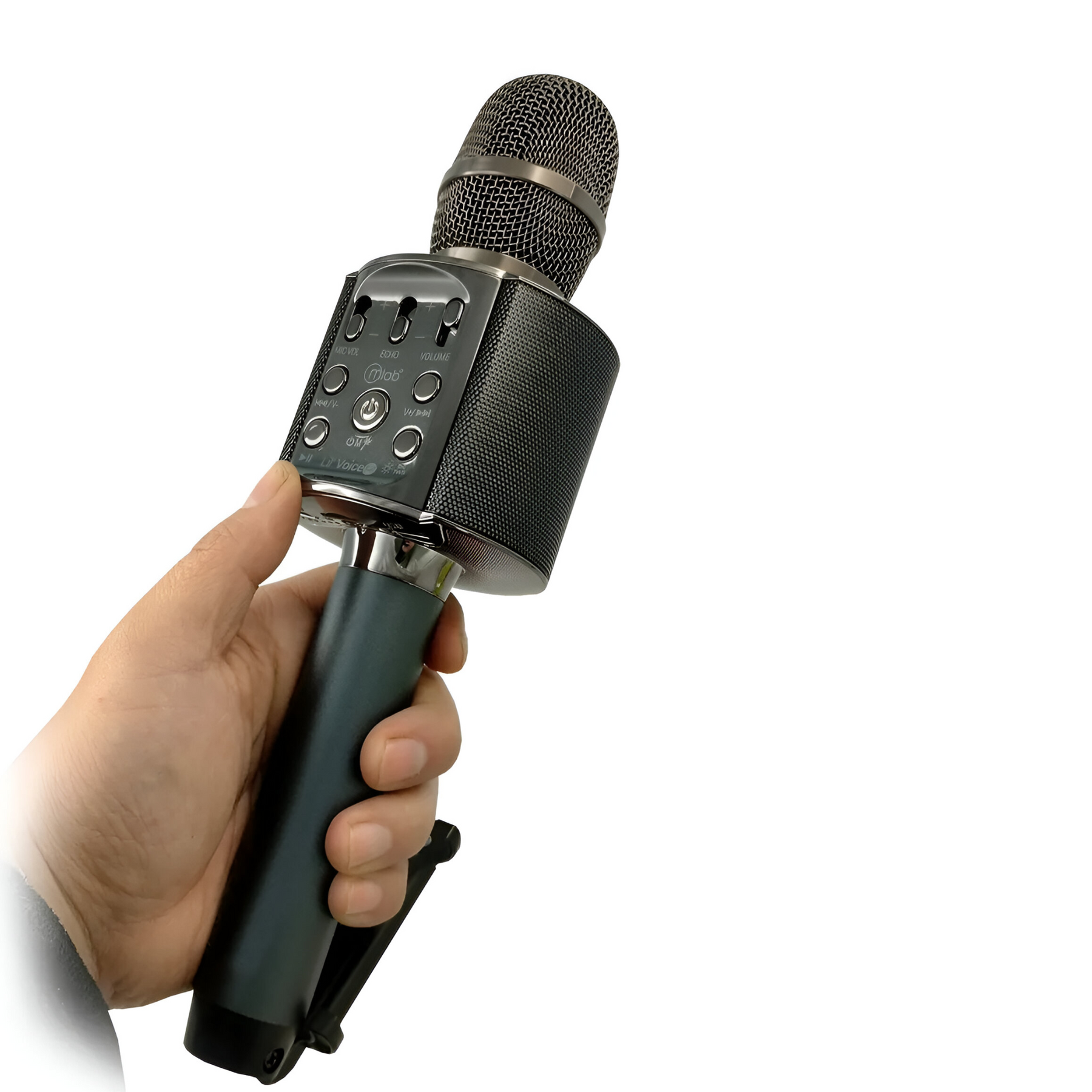 Parlante Portátil Tipo Micrófono c/ Soporte Smartphone Black