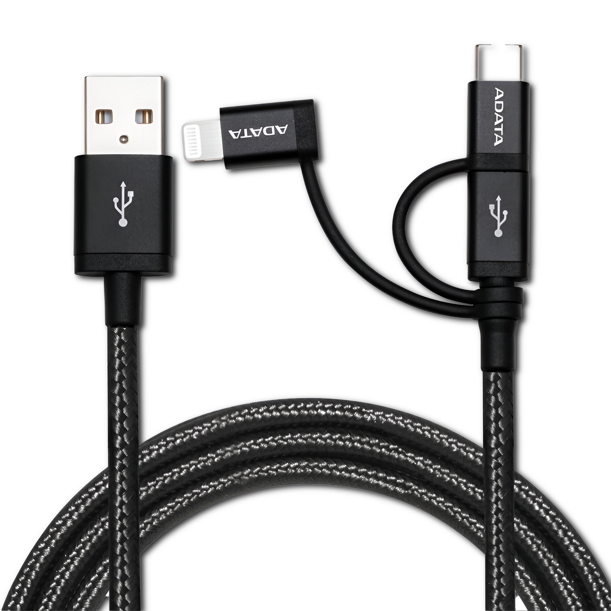 Cable USB ADATA (3en1) USB-C + Micro USB + Lightning MFI 1M