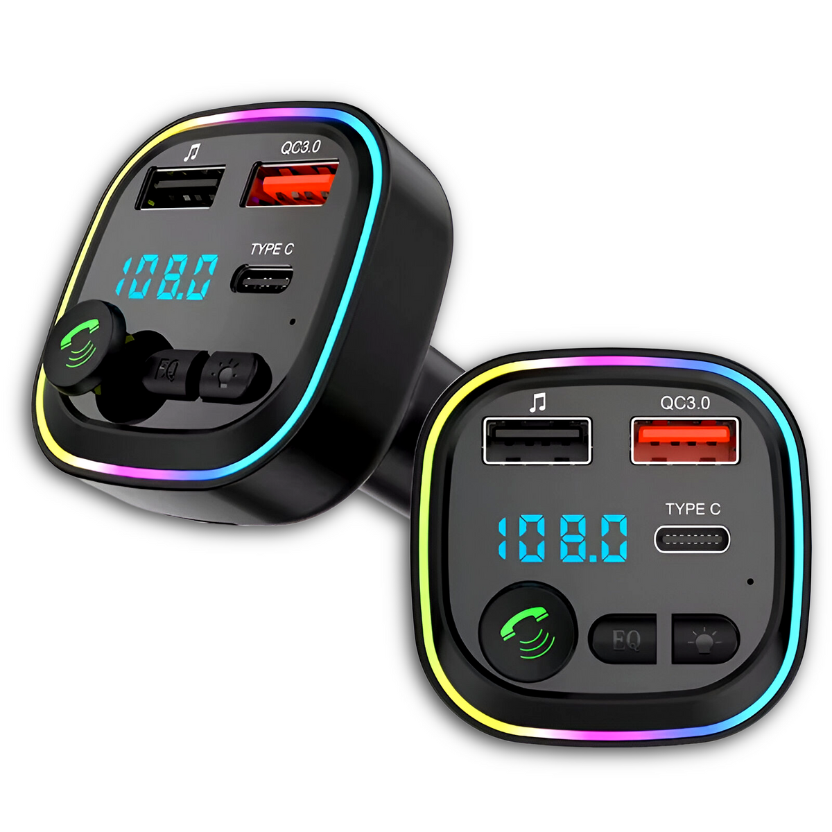 Transmisor FM Bluetooth + Puerto Quick Charge 20W 12/24V RGB