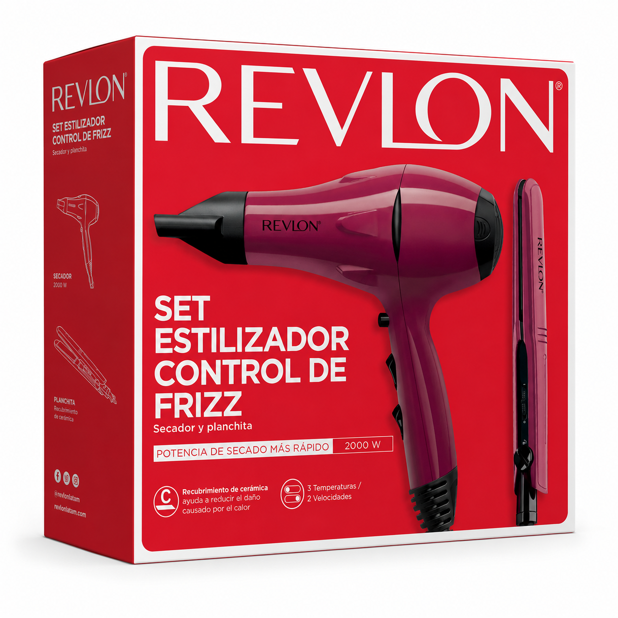 Kit Secador + Alisador de Pelo Revlon Premium Pack Ceramic