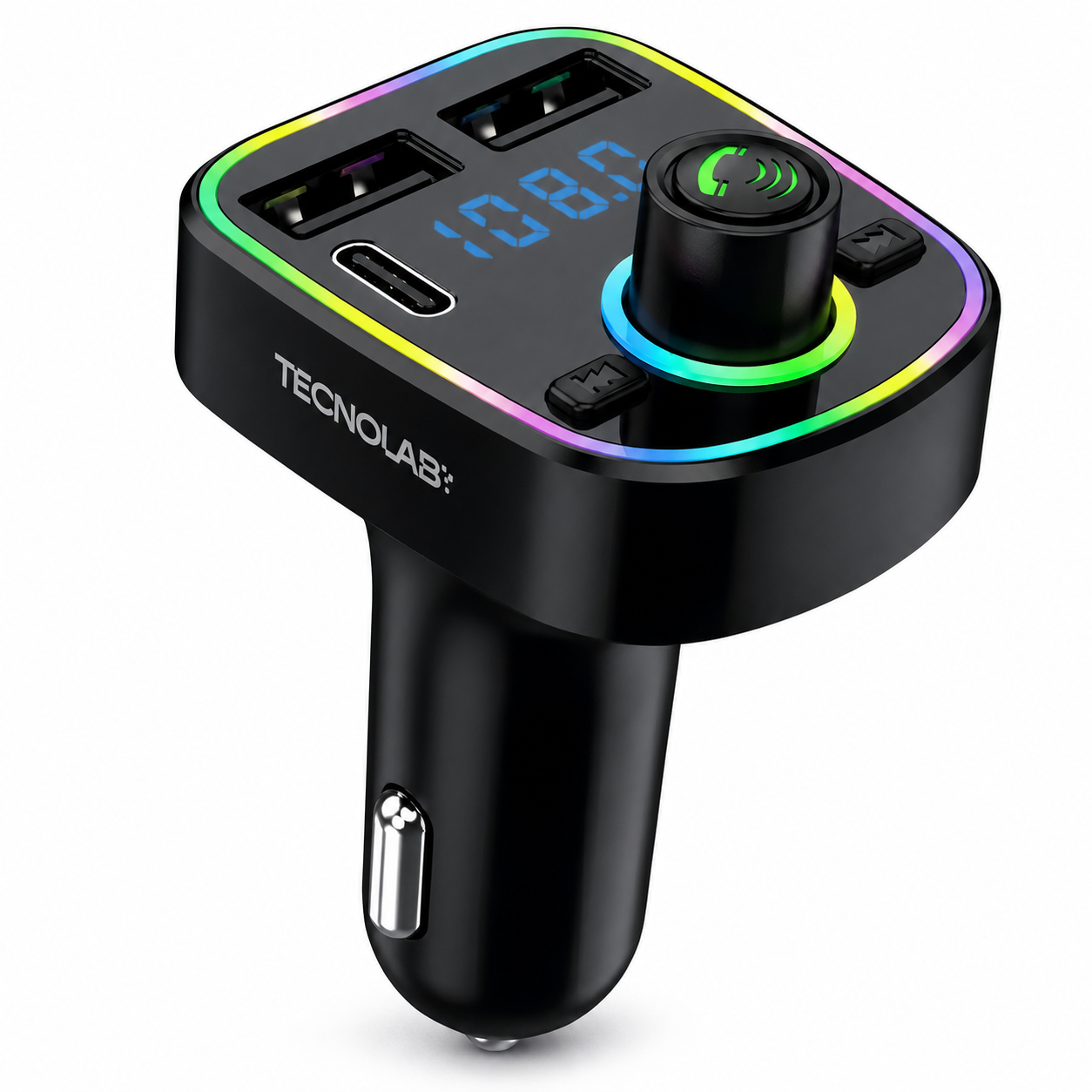 Transmisor FM Bluetooth + Puerto Quick Charge 20W 12/24V RGB