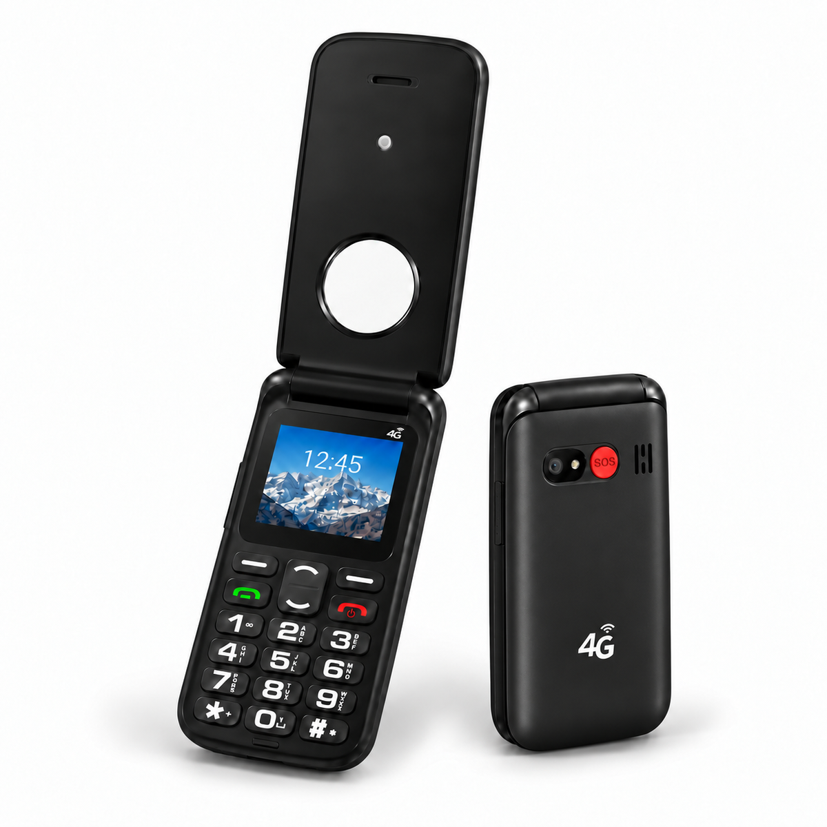 Celular Adulto Mayor 4G Tipo Almeja Liberado Botón SOS Negro