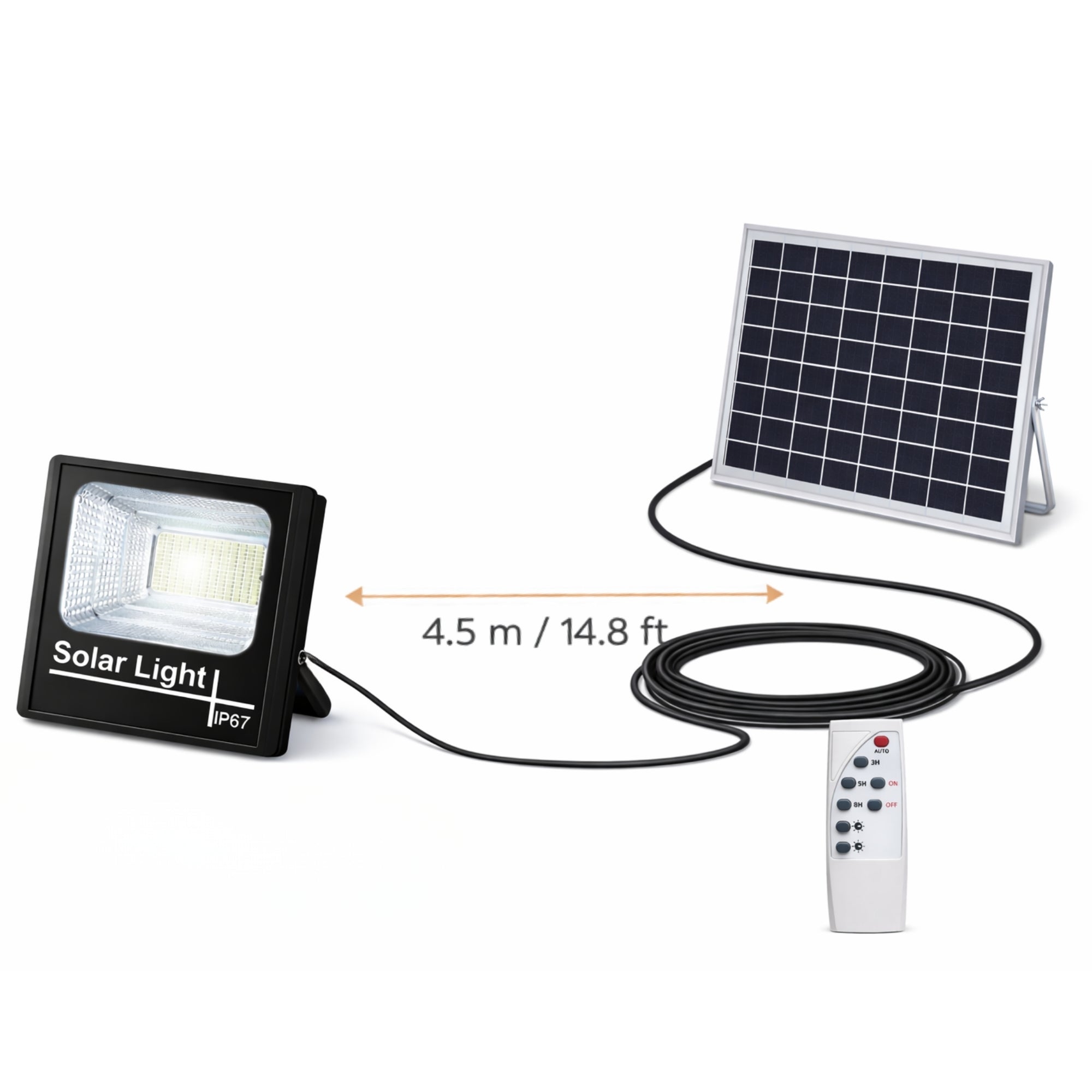 Foco Solar Exterior 500W IP67 con Panel HD + Control Remoto