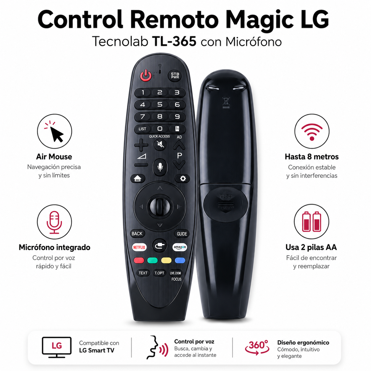 Control Remoto para LG Smart TV Magic con Micrófono TL-365