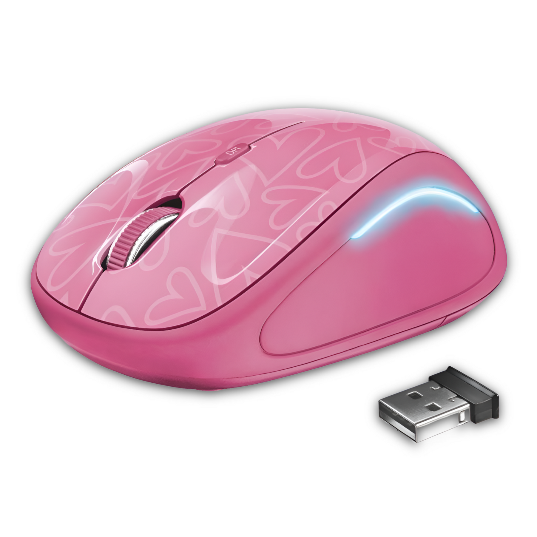 Mouse Inalambrico Rosado Retro Iluminado Rgb Trust Yvi 22336