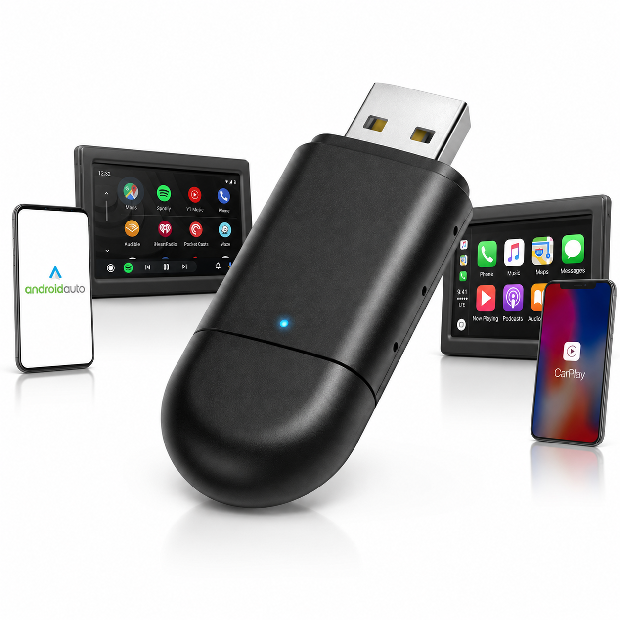 Conversor Inalámbrico para transmitir CARPLAY & ANDROID Auto Wireless
