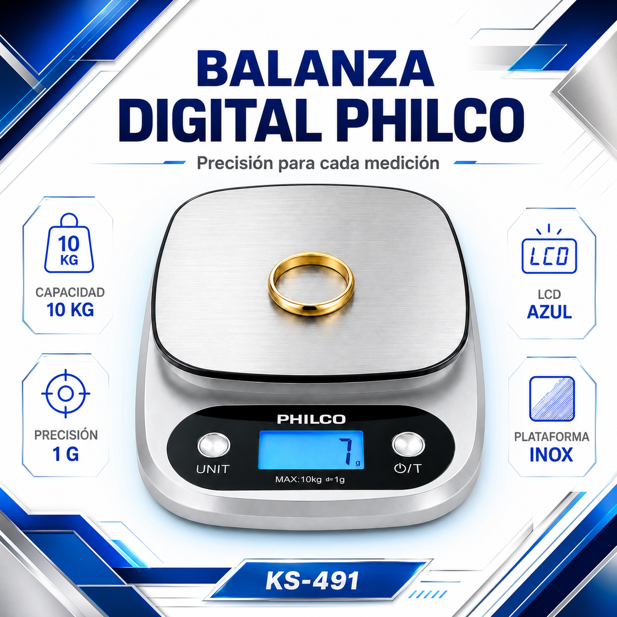 Pesa Balanza Digital Alta Precisión con Pantalla LED 10K Max