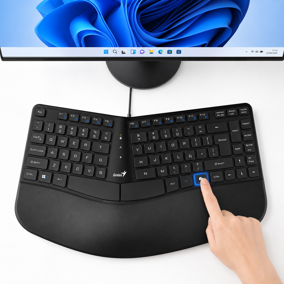 Teclado Ergonómico con apoya Muñecas Enterprise Copilot AI