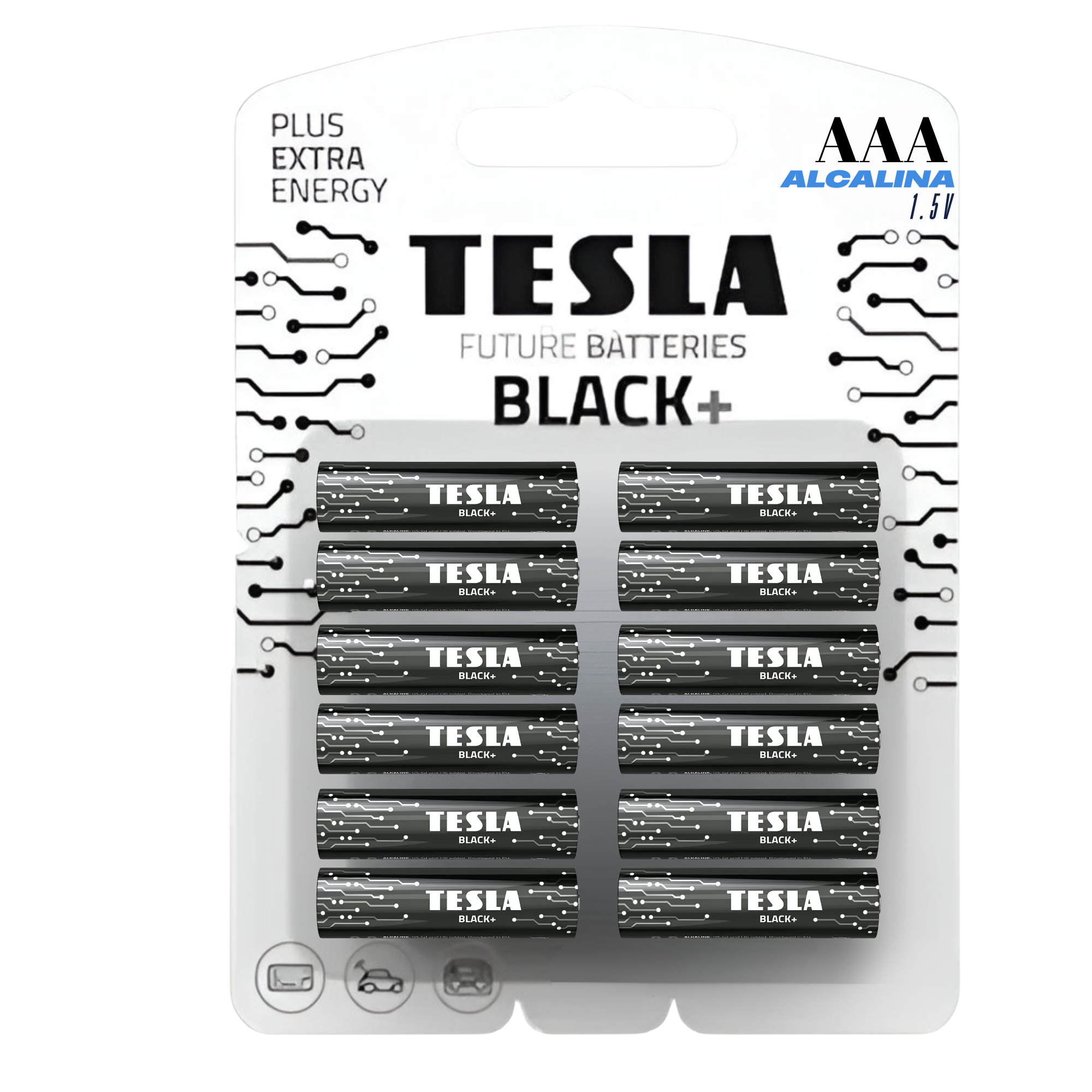 Pack 12 Pilas Tesla Black+ AAA T-ES-013 – Alcalinas High Power