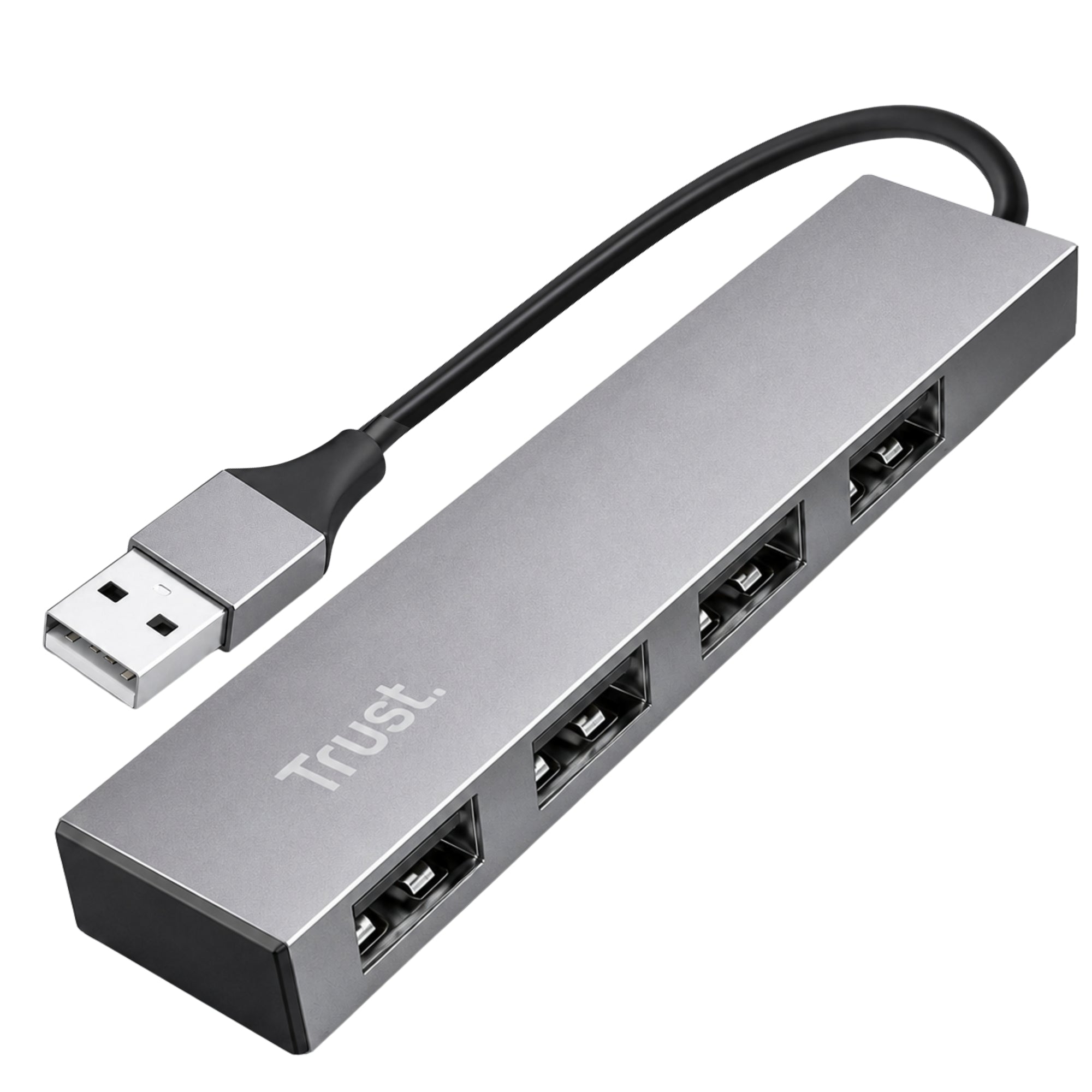 Hub Usb Trust Halyx 4 Puertos Usb 2.0 Flat Aluminium High Speed