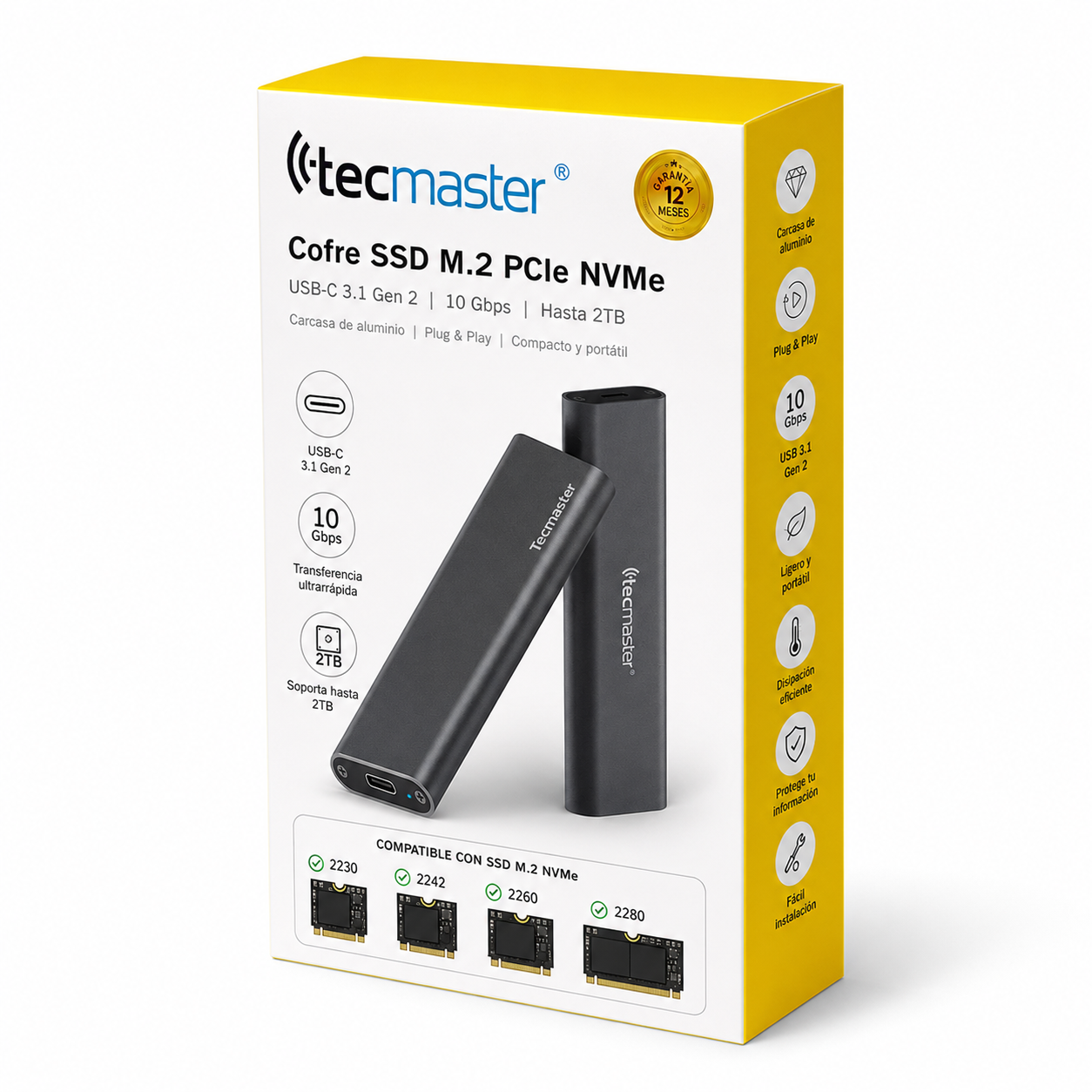 Cofre para Discos SSD M2 PCI-E NVME High Speed Case USB-C 2 TB Max