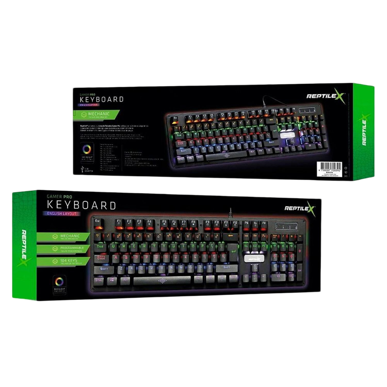 Teclado Mecanico Reptilex FULL RGB para PC PS X-BOX RX-0018