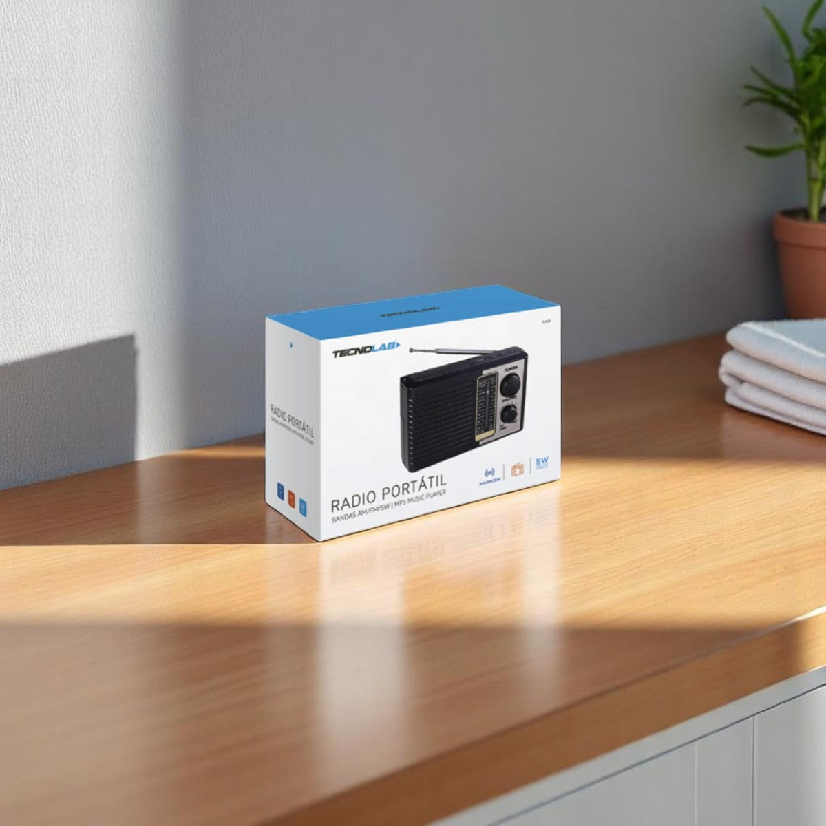 Radio Portátil AM/ FM/ SW Recargable +Pilas + Luz LED 5W RMS