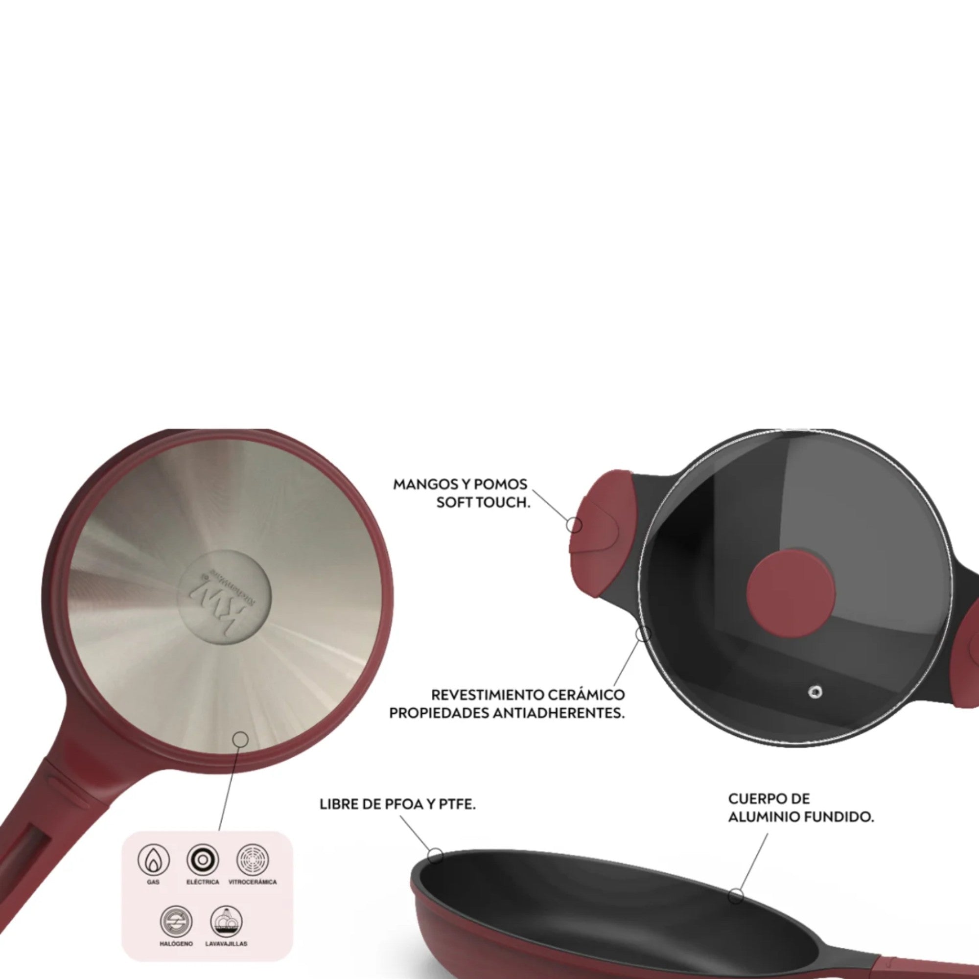 Pack Batería de Cocina Profesional KW Berries 7 Piezas Aluminio Fundido