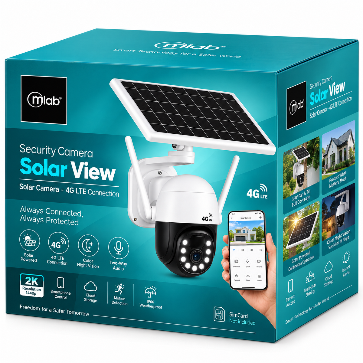 Cámara de Seguridad Solar Autónoma Robótica PTZ IP-4GLTE FHD