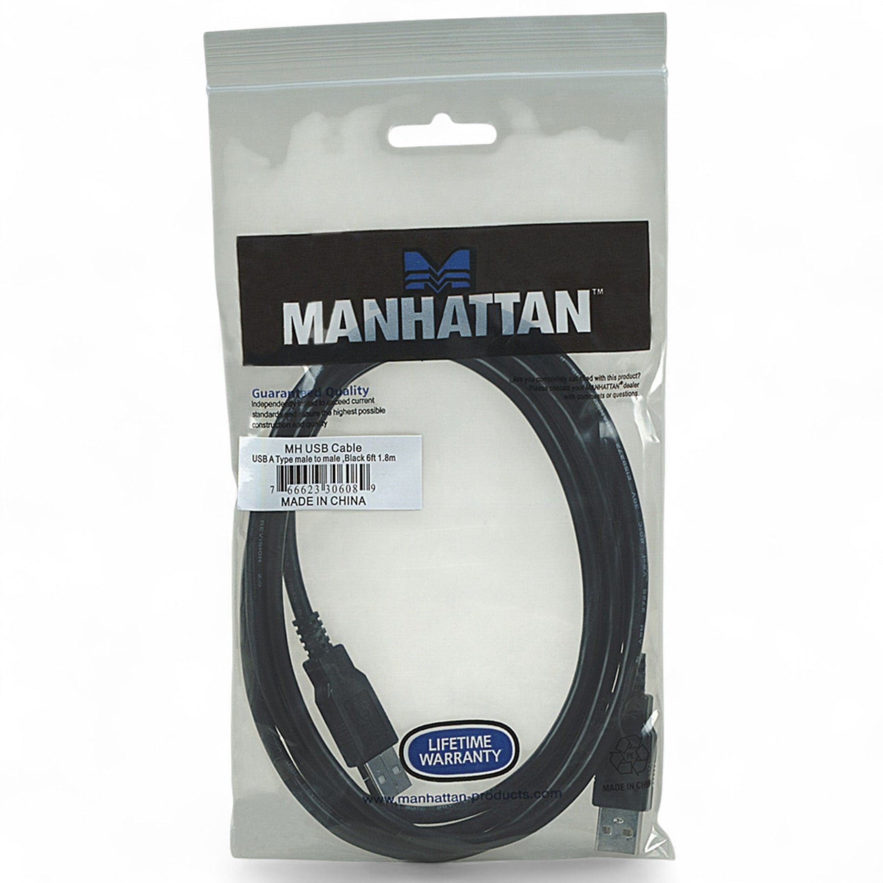 Cable De Datos USB A USB Macho - Macho 1.8M Manhattan 306089