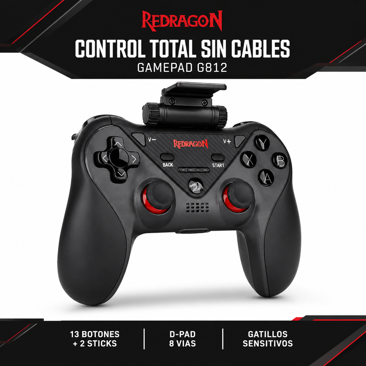 Gamepad Inalámbrico Redragon G812 Bluetooth Multiplataformas