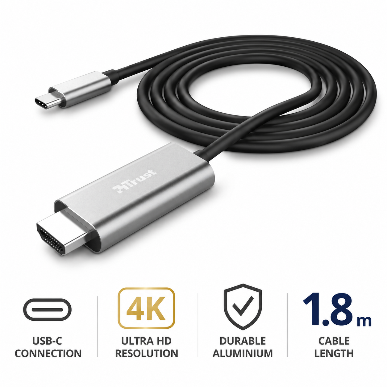 Cable HDMI a USB C Trust Calyx 4K Profesional 1.8m Hz
