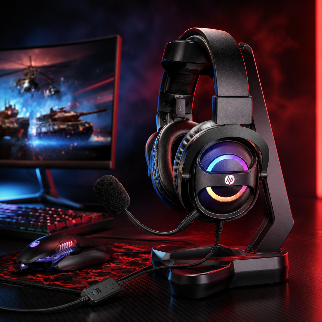 Audífonos Gamer USB HP DHE-8006 Audio 7.1 + Iluminación RGB