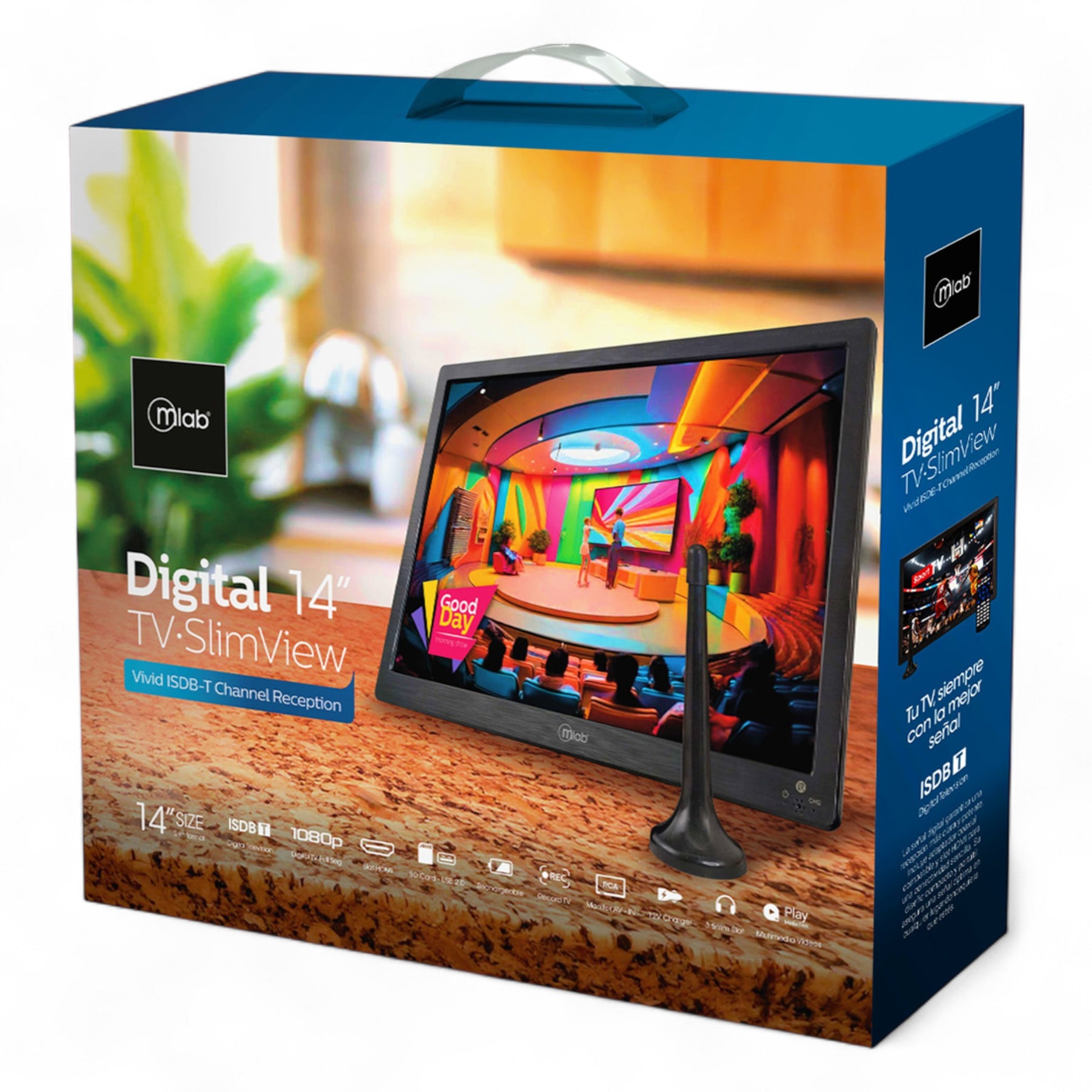 TV Portátil FHD Recargable Señal Digital ISDB-T 14" SLIM BK