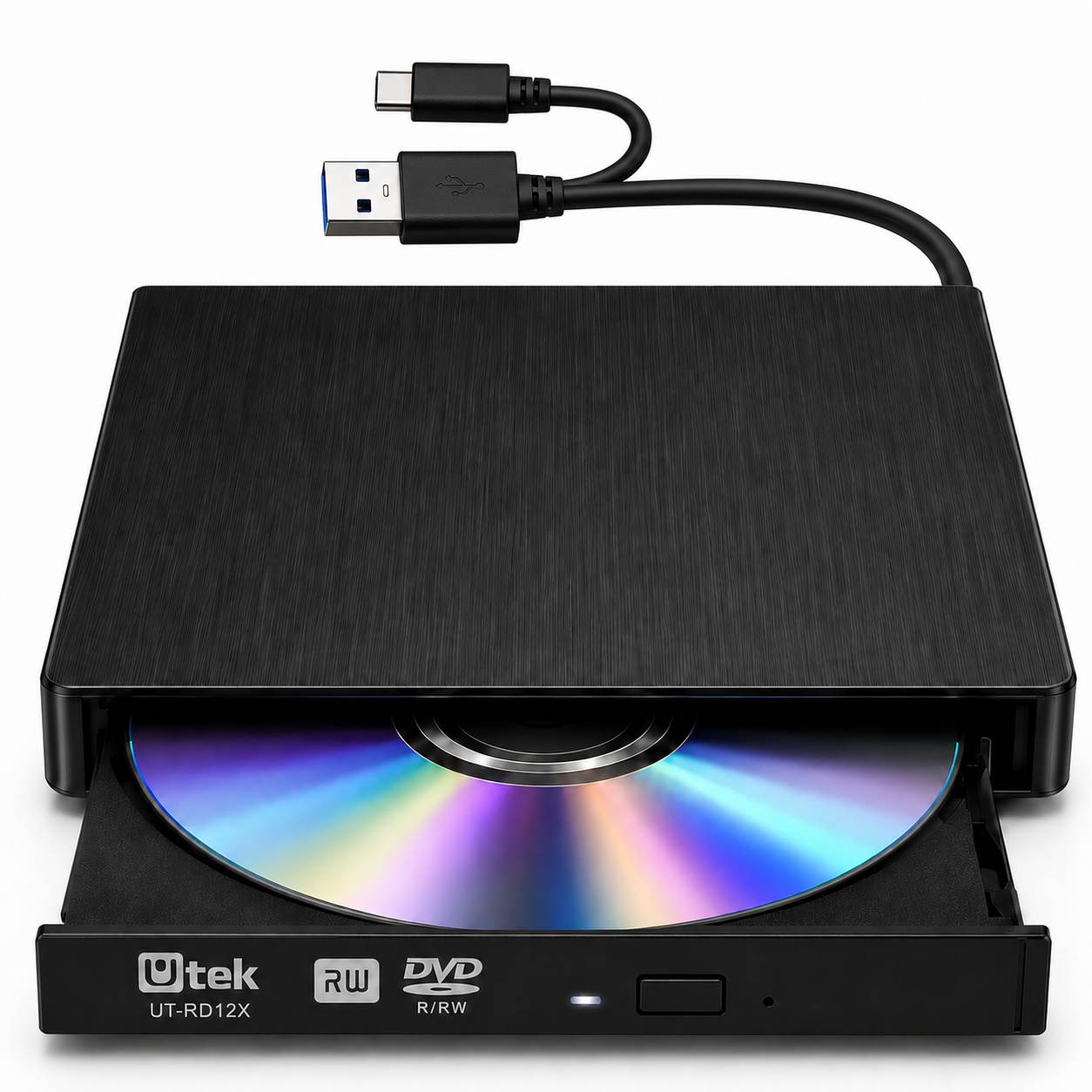 Grabador y Lector Externo de CD/DVD Dual USB / USB-C RD12X