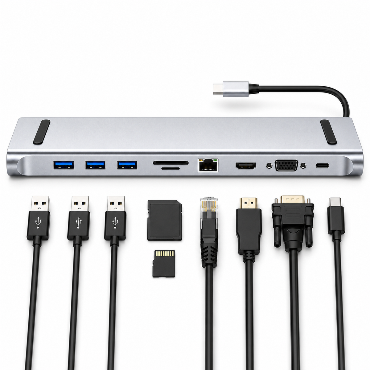 Hub Multipuerto Type-C (10en1) Profesional PD60W 4K Gigabyte