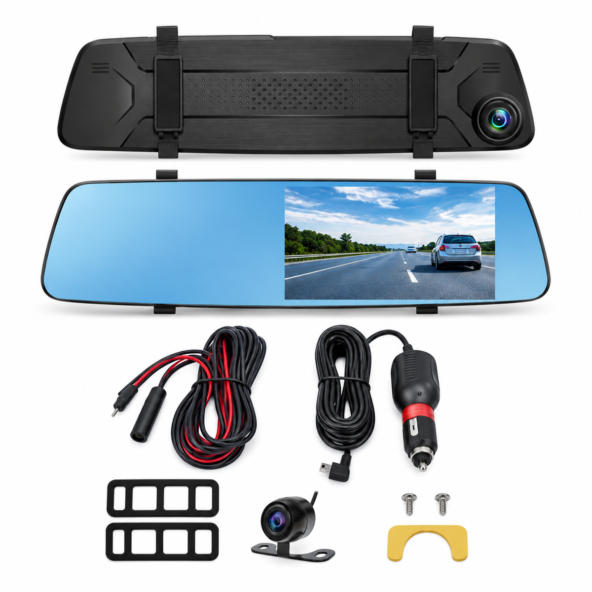 Dashcam Espejo Retrovisor Dual Cámara Frontal y Trasera FHD