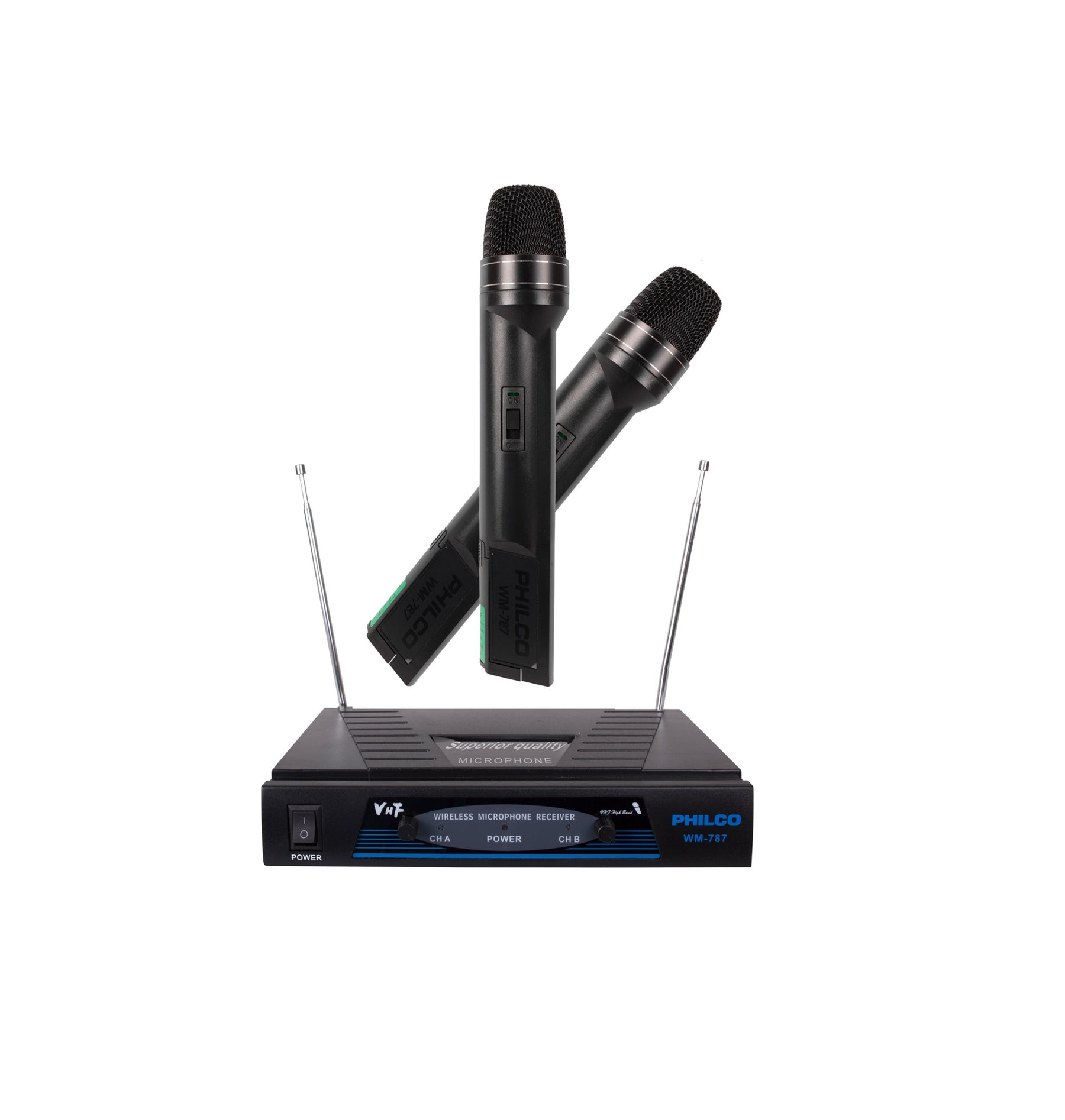 Pack de 2 Micrófonos Inalámbricos VHF PRO WM-787 Audio HD