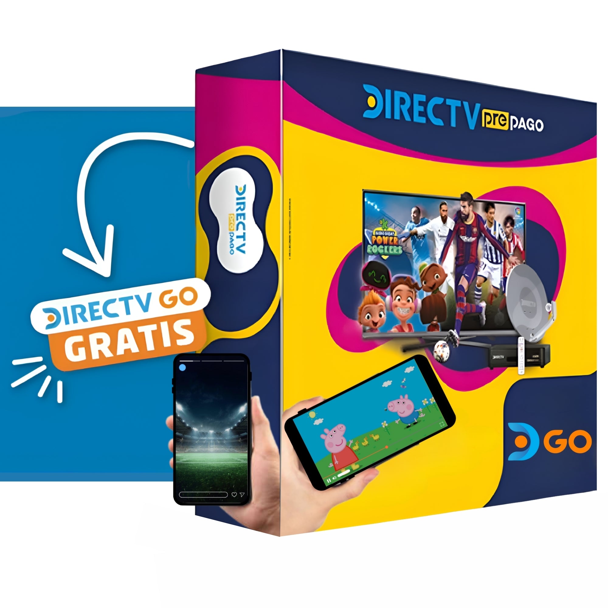 Antena DirecTV Prepago Satelital HD Kit FULL + 2 Directv GO