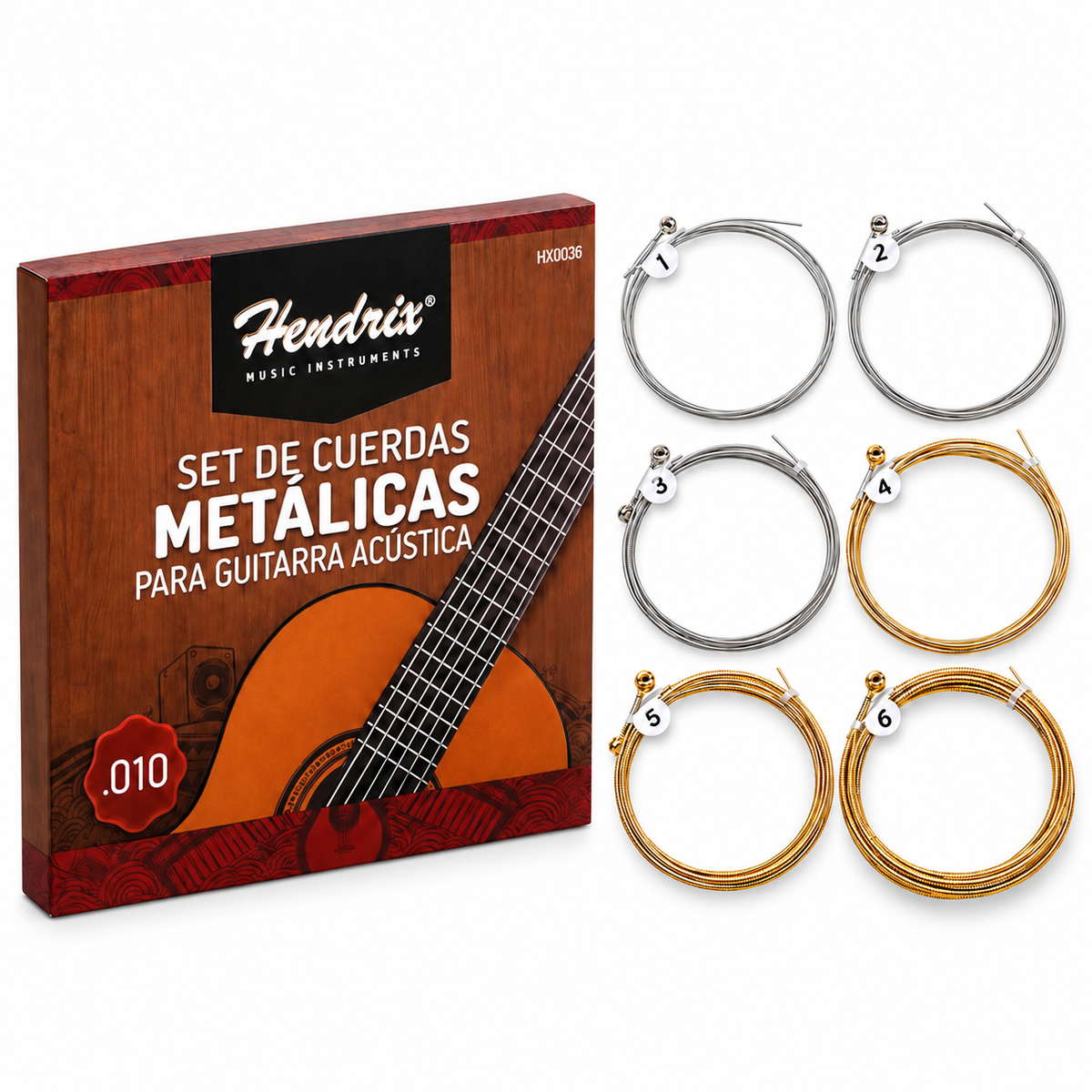 Cuerda De Guitarra Acustica Metalicas Hendrix Hx0036 Pro.
