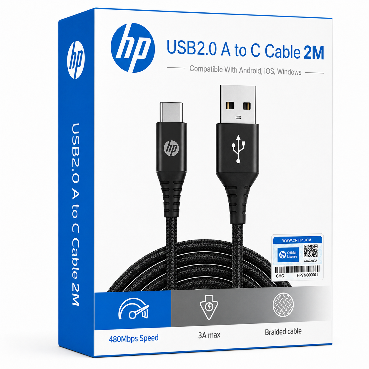 Cable De Datos HP USB a Type-C 3A High Power 2M