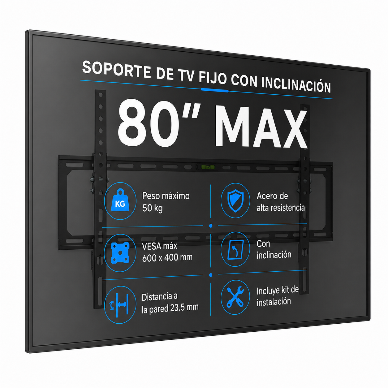 Soporte de TV Fijo de 32" A 80" 50 KG Max Acero Forjado BK50