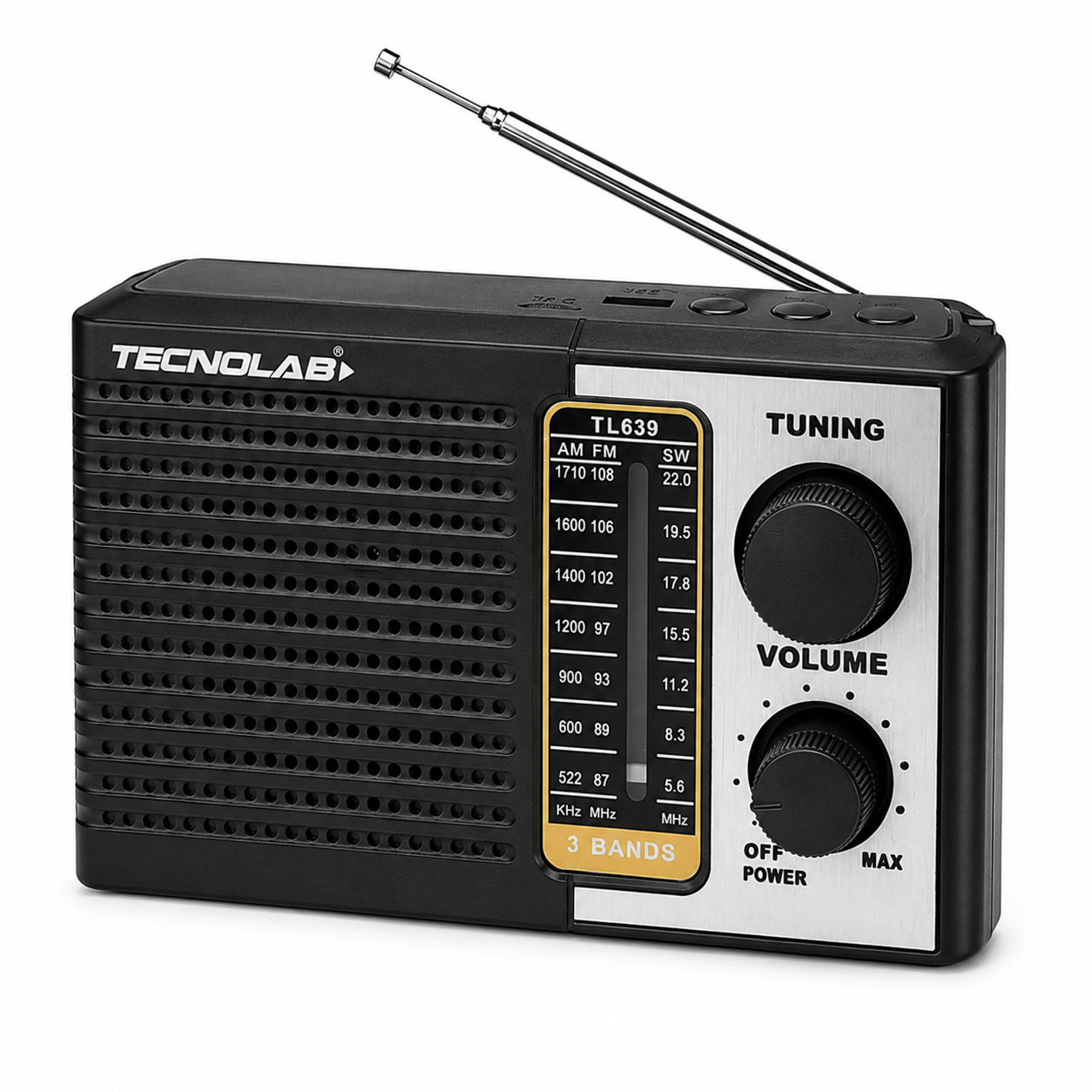 Radio Portátil AM/ FM/ SW Recargable +Pilas + Luz LED 5W RMS