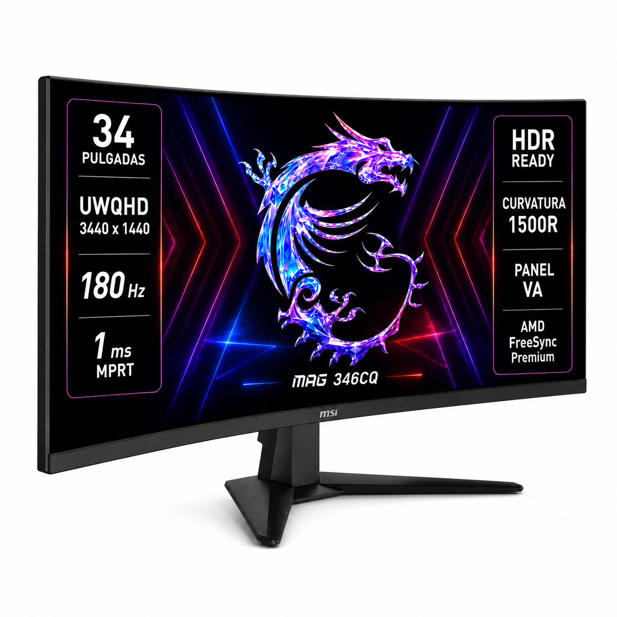 Monitor Gamer MSI 34" Curvo 180HZ Ultra Flat 1MS