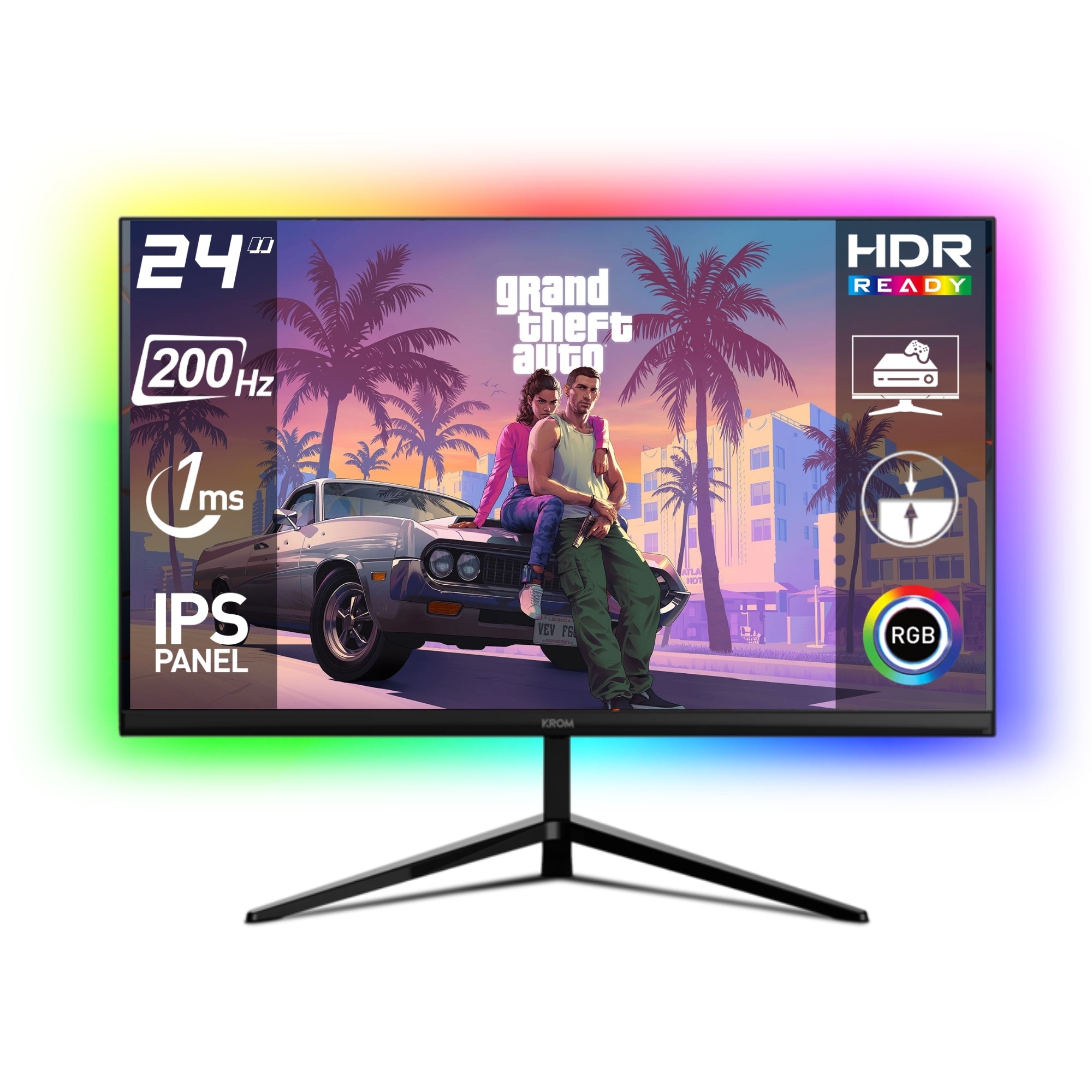 Monitor Gamer RGB 24” FULL HD 200HZ Krom Kertz 1MS HDR