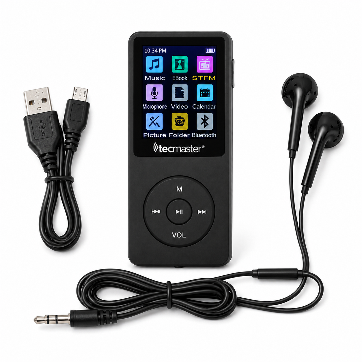Reproductor MP3 16GB Bluetooth 5.0 Tecmaster TM-300523 Negro