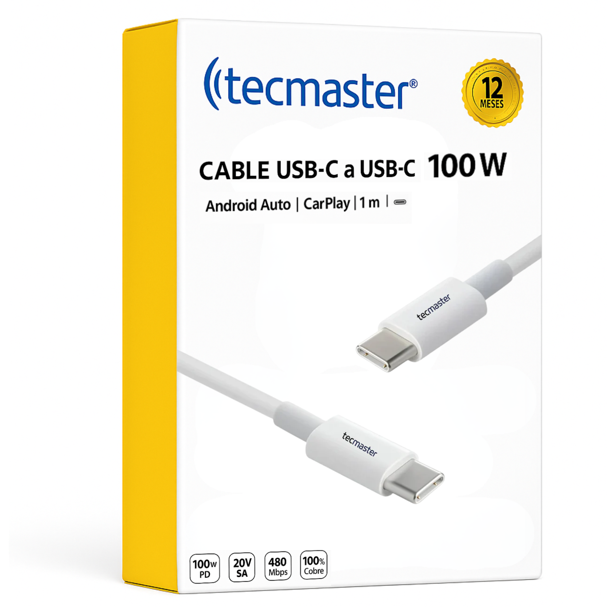 Cable de Datos USB-C a USB-C PD 100W Android Auto/CarPlay 1M