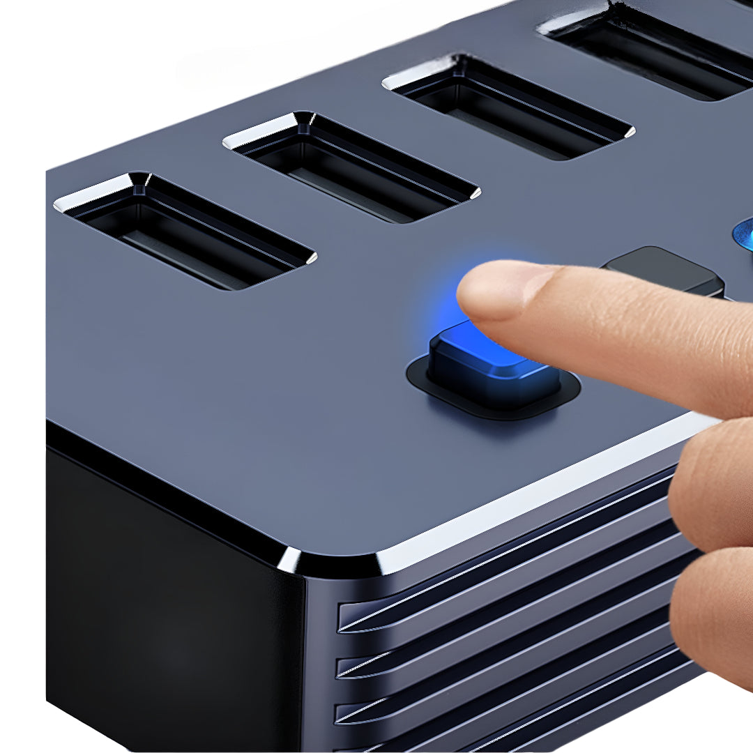 Hub USB de 7 Puertos 3.0 High Speed + Adaptador USB-C 5 Gbps