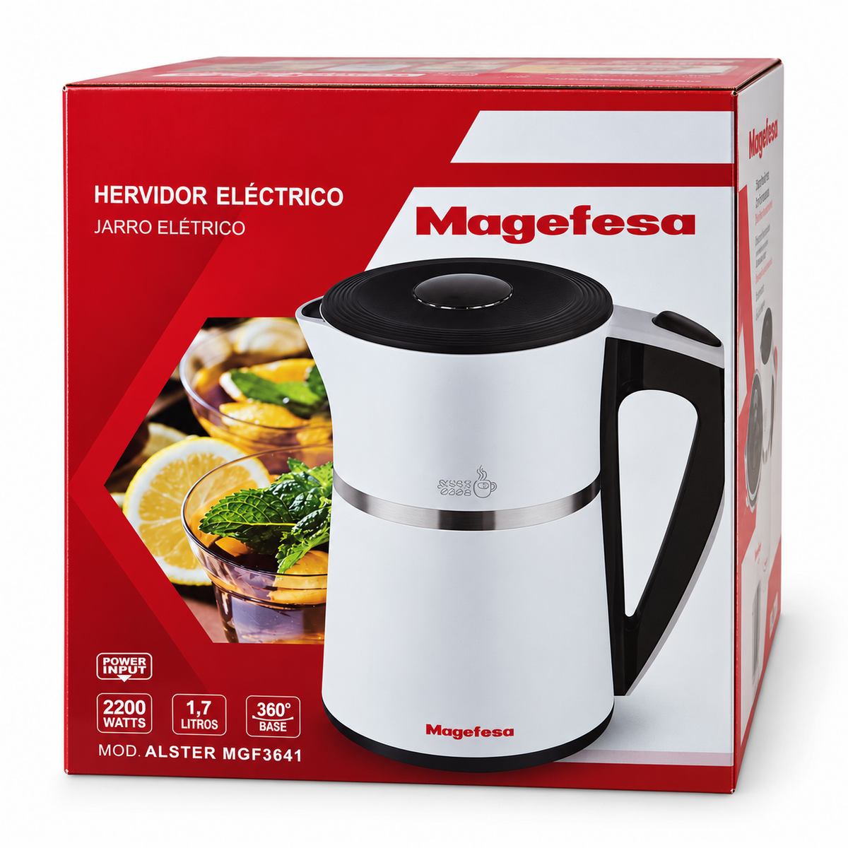 Hervidor Eléctrico 1.7L Inox 2200W Base 360° Blanco